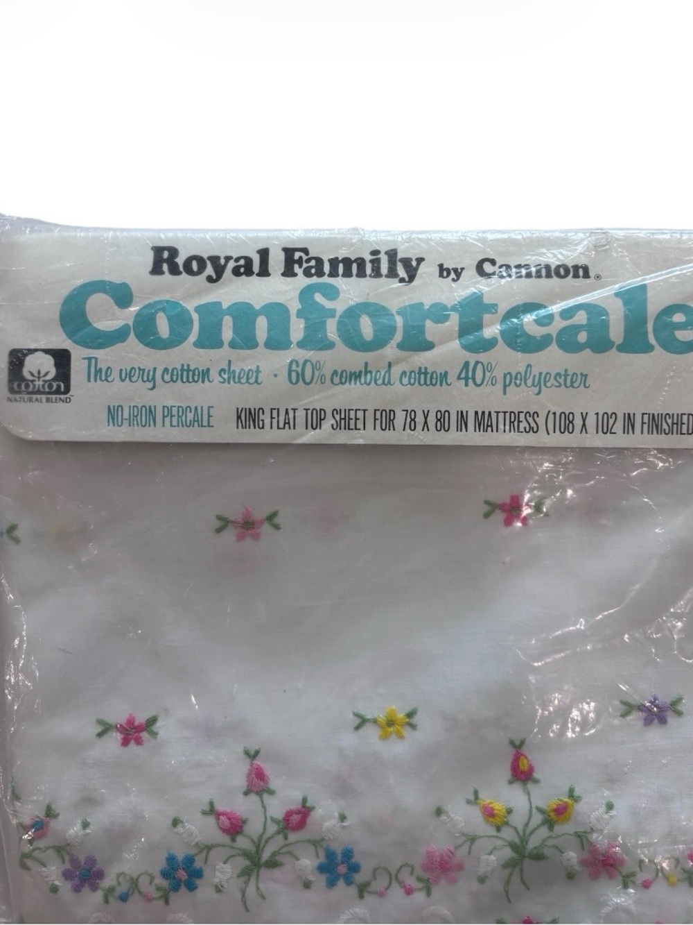 Vintage Oscar De La Renta Royal Family By Cannon Comfortcale King Flat Top Sheet - Picture 4 of 9